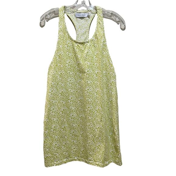 Tybee Island Racerback Leaf Print Dress Yellow Green Size Small - Picture 1 of 6